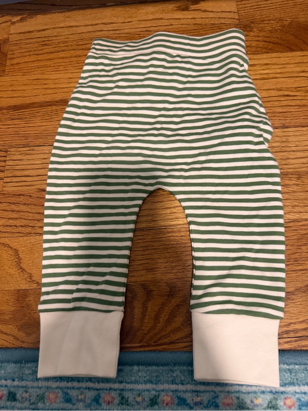 Little Green Radicals Green & White Striped Baby Leggings